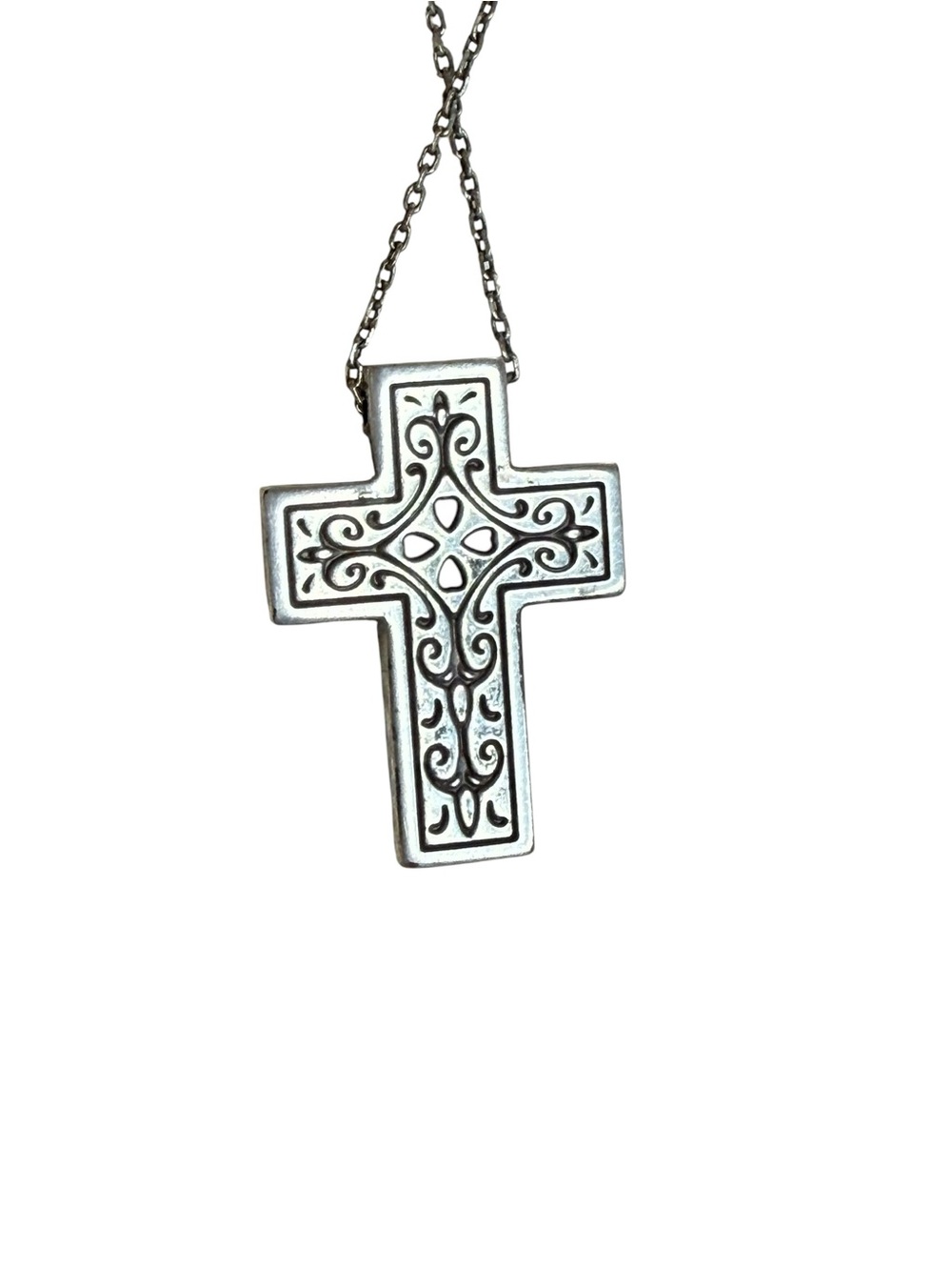 Brighton St. Michel Cross Necklace silver tone multi-color stones crystals - Picture 3 of 5